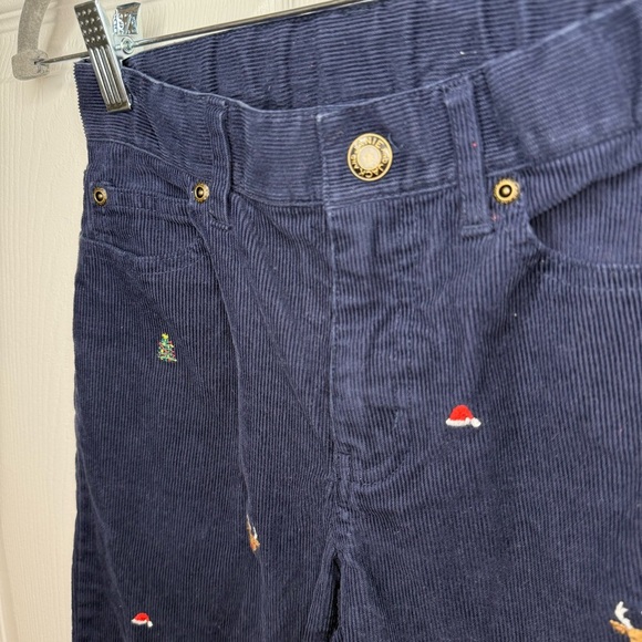 Janie and Jack Navy Corduroy Pants with Embroidered Christmas Detail Size 8 GUC - Picture 2 of 6